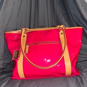 Brand New Cavalcanti Hot Pink Italian Leather Tote Purse Bag
